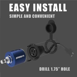 10 Foot 15A Weatherproof Outdoor Power Outlet by Journeyman-Pro 15 Amp 110/120 Volt 5-15R Receptacle Kit with Integrated (10' FT) 120" Extension Cord + Waterproof Rubber Cover (BLACK)
