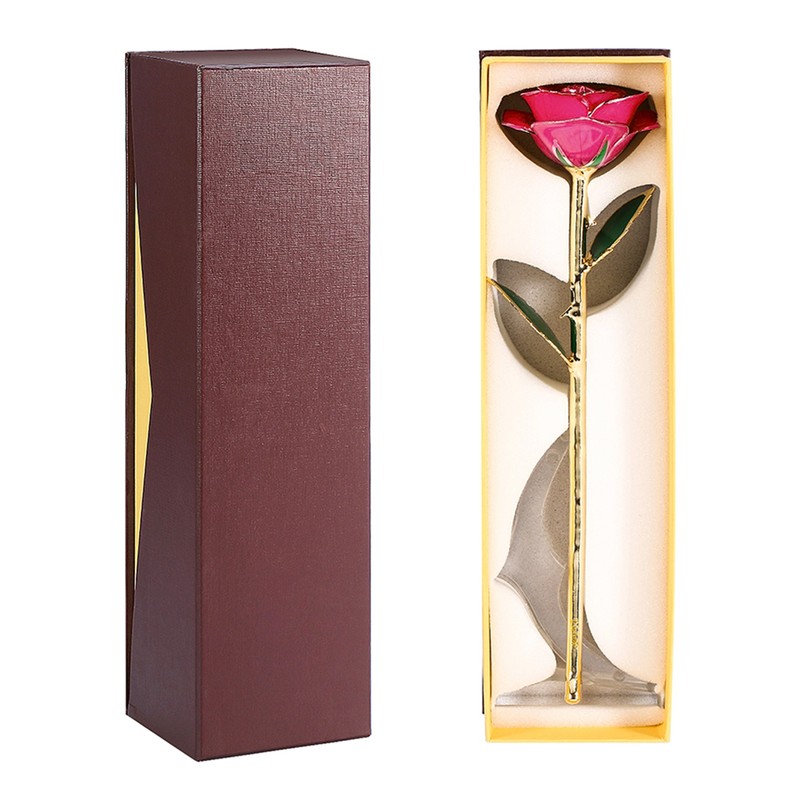 Long Stem Dipped 24k Gold Rose in Gift Box with