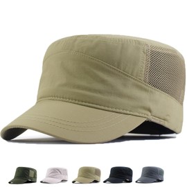 RF Work Cap, Men's Large Size, Summer, 23.6 - 25.6 inches (60 - 65 cm), Mesh, Quick Drying, Flirty, Solid, Military, Khaki