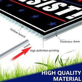 RESIST! Democracy Protest Signs Anti-45th President MAGA Yard Sign, Against Racism, Resist Fascism, Resist Hate Garden Lawn Sign Double Sided Outdoor Weatherproof Signs With H Stake 18x12in