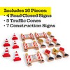 16 Pc Wooden Construction Signs and Traffic Cones - Construction