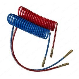 QSC Truck Parts Truck Tractor Trailer Air Line Air Brake Hoses Coil Red Blue 15 ft