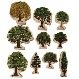 The Freckled FROG-FF472 Trees of All Seasons - Set of 10 - Ages 2+ - Wooden Tree Blocks for Toddlers - Includes Different Tree Species in Winter, Summer, Autumn and Spring - Double-Sided