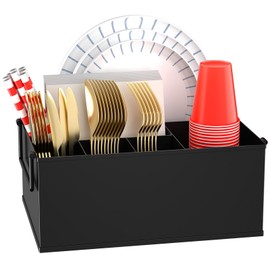 NelyBet Paper Plate Holder Reusable - Outdoor Utensil Caddy with Dual Handles, Perfect for Cutlery Holder, Picnic Caddy, and Silverware Holder for Party, Everyday Dining Essentials, Easy to Clean