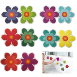 Coufce 10 PCS Bathtub Non Slip Stickers Large Flowers Adhesive Decals Anti Slip Shower Stickers Bath Non Slip Stickers for Floor Bathroom Stairs Ladders with Scraper