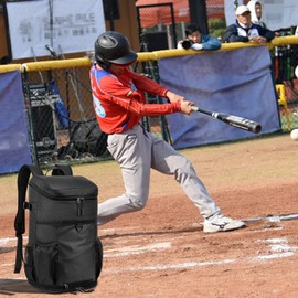 TUGUAN Baseball Backpack for Adults Sports Exercise Training Softball Soccer Coach Baseball Bat Equipment Backpack Bags Shoe Compartment with Hook for Helmet