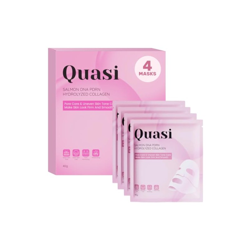 Quasi Mascarilla Facial Salmón DNA PDRN Colágeno Hidrolizado 4 pzas