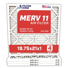 Filter King Air Filters 19.75x21x1 | 4-Pack | MERV 11 HVAC Pleated AC Furnace Filters | Actual Size 19.75 x 21 x .75"
