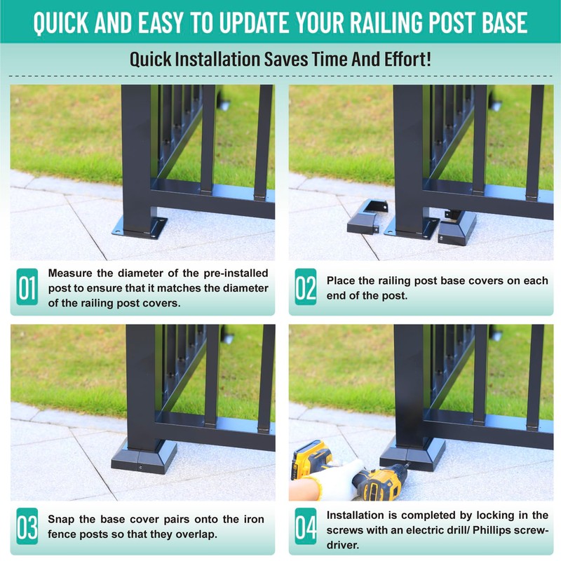 AJOVW 2 pcs 2.5x2.5(Actual: 2.5"x2.5") Aluminum Deck Post Base Cover,