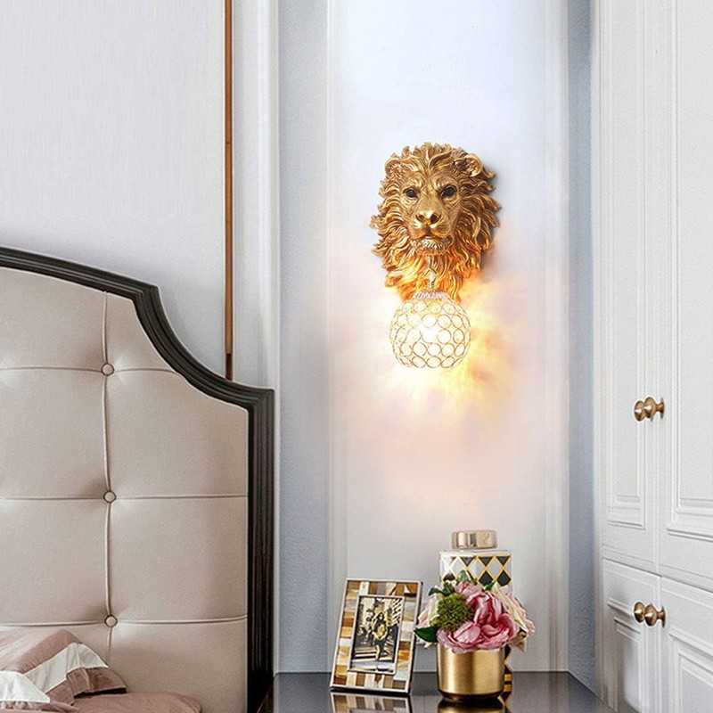 Pobllem Living Room Wall Lighting Gold Baroque Crystal Glass Wall