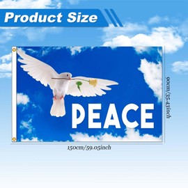 Peace Dove Flag - Symbol of Love and Harmony - 150 x 90 cm - Durable Polyester - Vibrant and Lightweight