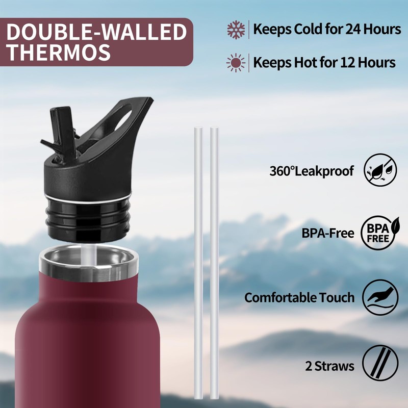 Thermos Flask, 1000 ml, BPA-Free, Stainless Steel, Leak-Proof Insulated Flask,