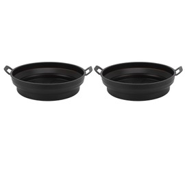 2 PCS Fryer Silicone Baskets with Handle 7.5inch Round Silicone Fryer Liner for Kitchen Fryer Accessory Black