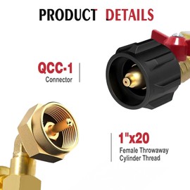 TTFLEX Propane Refill Adapter for 1 lb. Tanks,Propane Adapter 20lb to 1lb Converter with Gauge and 1/4 Turn Valve,Fits QCC1 / Type1 Propane Tank