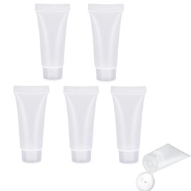 MORICOH Pack of 5 Transparent Refillable Empty Tubes, Sample Containers, Empty Liquid Foundation Tubes for Travel and DIY Projects, DIY Lip Gloss, Balm, Cosmetics (30 ml)