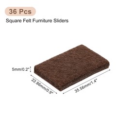 uxcell Furniture Pads, 36Pcs 1.4"x0.9" - Rectangle Self Adhesive Felt Furniture Pads, Hardwood Floor Protectors for Furniture Feet Chairs Legs (Brown)