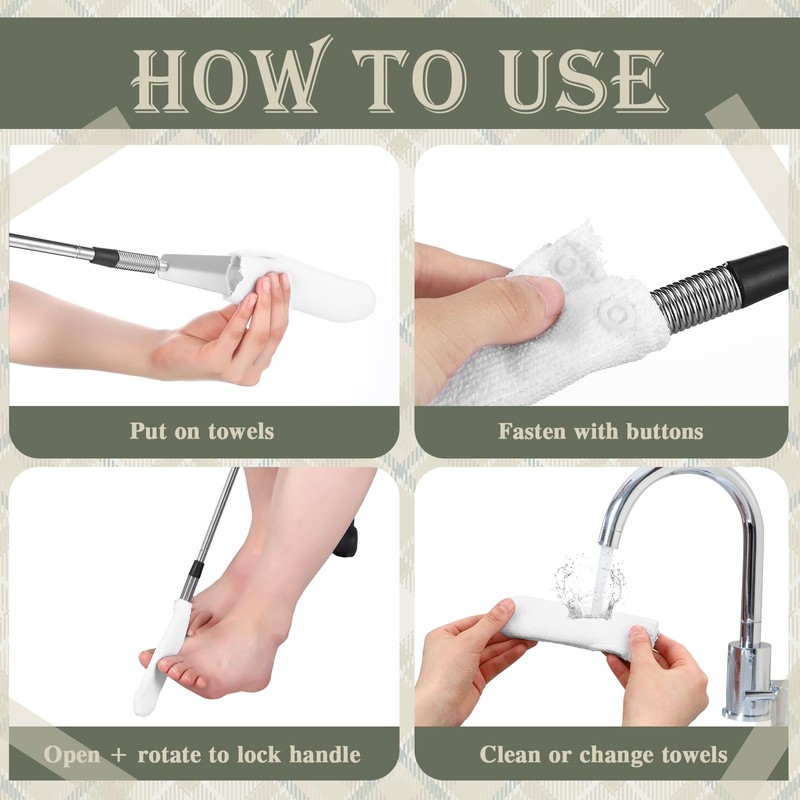 Toe Cleaning Brush Lotion Applicator for Feet with 6 Reusable