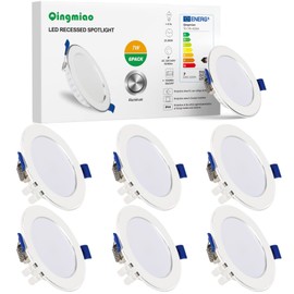 Qingmiao LED Recessed Spotlight 230 V IP44 7 W LED Ceiling Spotlights, 75-95 mm Installation Diameter, Mini Slim Ultra Flat 27 mm, Neutral White 4500 K LED Recessed Spotlights for Bathroom, Kitchen,