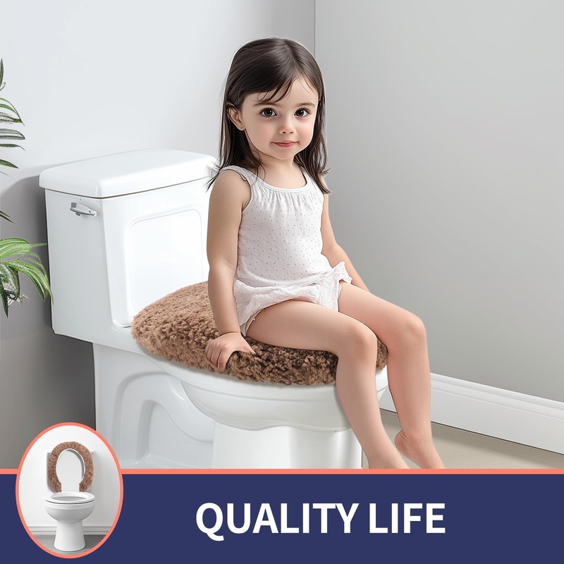 Baahrnom Luxury Soft Microfiber Toilet Lid Cover Machine Washable Solid