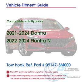 (A) Front Bumper Tow Hook License Plate Relocator for Elantra & Elantra N Tag Holder Enhance Performance for Intercooler (OE Part #09147-3M000) Road Legal