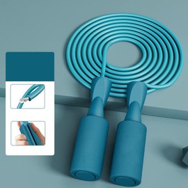 Cordless Rope Double Bearing Weighted Skipping Rope Fitness Exam Rope for Adult Student Children (Peacock Blue)