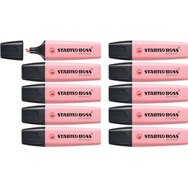 STABILO BOSS - Rotuladores originales de color pastel, paquete de 10 unidades, color rosa