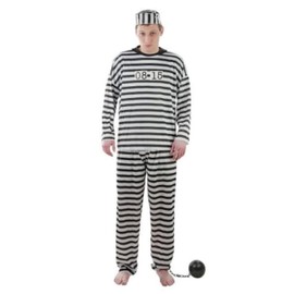 Foxxeo Foxxeo Kostüm Gefangener Sträflingskostüm Sträfling Knasti Gefängnis Knast Verbrecher Verbrecherkostüm Größe XL