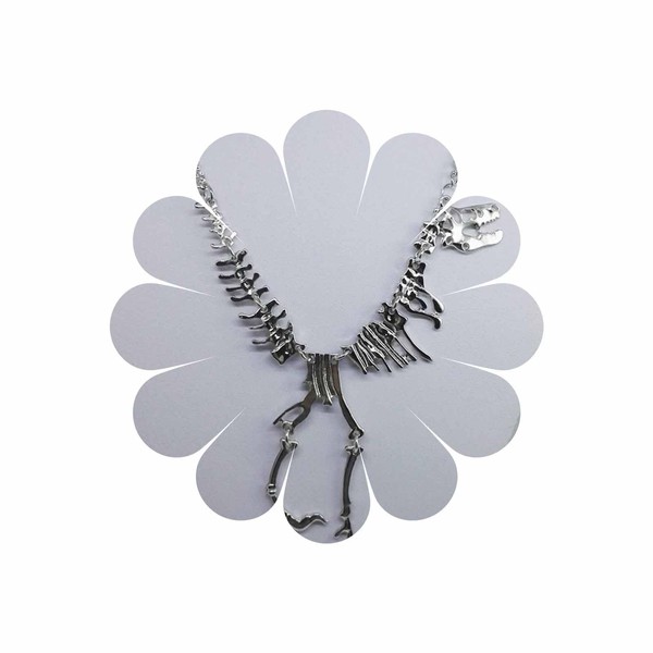 Sttiafay Gold Dinosaur Necklace Exaggerated T-Rex Skeleton Pendant Necklace Long