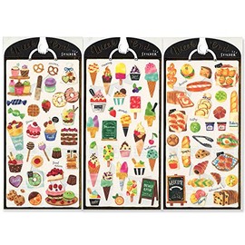 Mind Wave Sticker Sheet Set of 3 Dessert, Icecream & Bread for Scrapbook Journaling Craft DIY