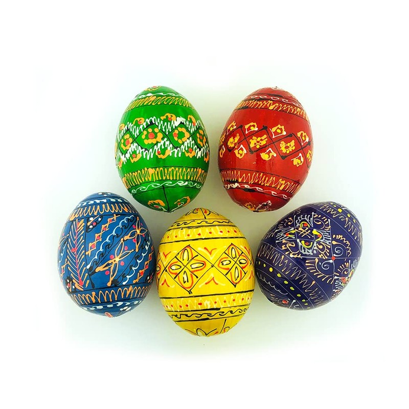 Alexandra Int'l Set of 5 Ukrainian Wooden Easter Eggs Pysanky