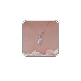 Xmsrn Vintage Crystal Star Pendant Necklace Silver CZ Star Choker Necklace Rhinestone Star Choker Necklace Silver CZ Rhinestone Necklace For Women, Zinc, No Gemstone