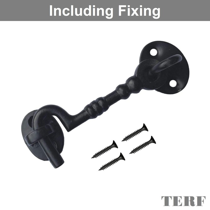 TERF® 75mm Heavy Duty Antique Black Cabin Door Hook and