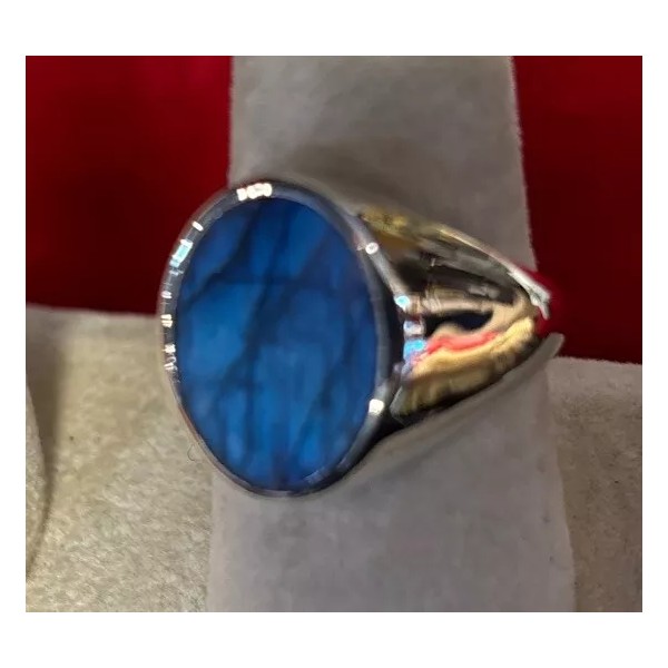 Natural Creations mens sterling silver ring Size 9 Labradorite