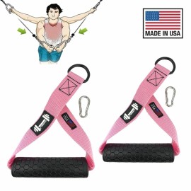 DUMBBELL Pilates Handle Straps Cable Machines Attachment Gym Home - Pink