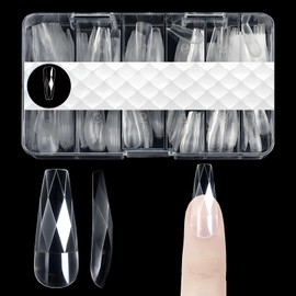 3D Diamond Medium Stiletto Nail Extensions Tips, 120PCS Press on Stiletto False Full Cover Nails for Acrylic Nails Salons Home DIY Gel X Extensions, 12Size