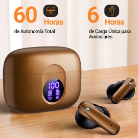 Audfonos inalmbricos bluetooth Occiam P91 In Ears Color Dorado - Doble Micrfono Cancelacin Ruido, 60H Total Playtime, 13mm Drivers HIFI, ANC 30dB,... 