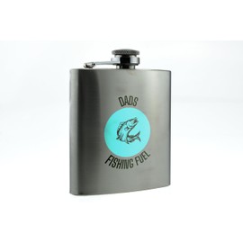 Stainless Steel Fishing Flask - Reads Dad's Fishing Fuel - Full Colour - Father's Day Gift, Gifts for Men and Fathers, Fishing Lovers Gift - Hip Flask