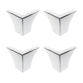 Geesatis 10 cm / 4 inch Chrome Furniture Legs Sofa Cabinet Closet Table Feet Replacement, with Mounting Screws, 4 Pcs