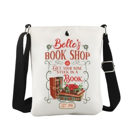WCGXKO Princess Belle Inspired Bookworm Gift Belle’s Book Shop Get Your Nose Stuck In A Book Canvas Crossbody Bag (Book Shop Cro CA)