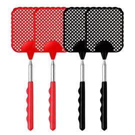 iZhuoKe Pack of 4 fly swatters, extendable fly swatters, repels flies, wasps and other insects (black, red)