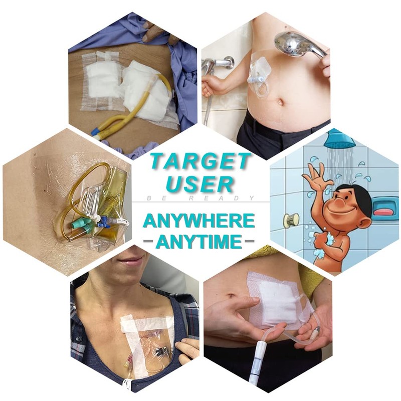 25 Pcs Waterproof Dialysis Catheter Shower Cover + Non-Stick Center