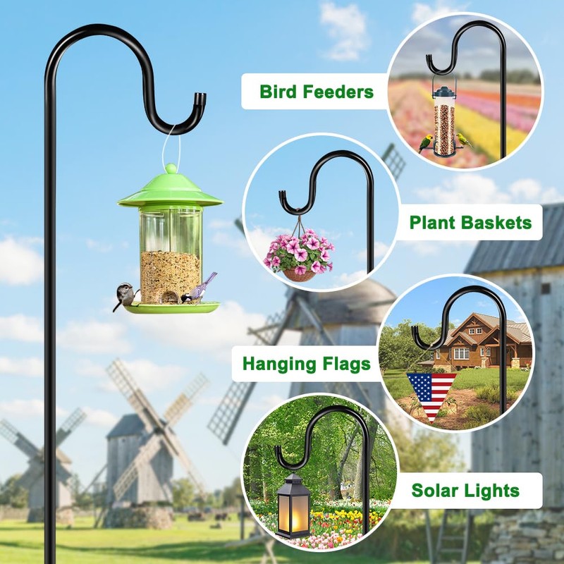 ANIDEER 60" Shephards Hook for Outdoor, Heavy Duty Bird Feeder