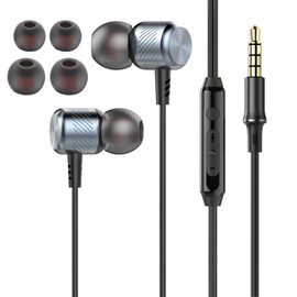 Wired Earphones 3.5mm Jack [2025 Improved Model] Noise Cancelling with Microphone Clear Call Support Volume Control Stereo Earphones Ergonomic Design Compact Lightweight Clear Call Canal Type