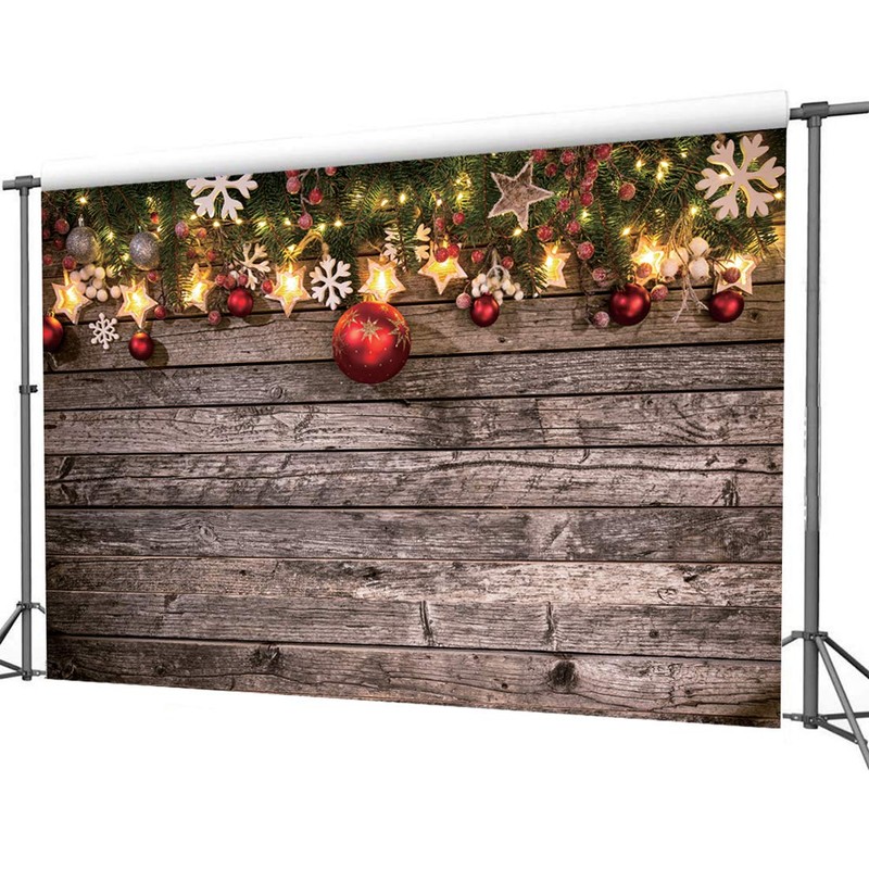 Dudaacvt 7x5ft Christmas Backdrop Rustic Christmas Wooden Wall Photography Backdrop