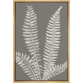 SIGNWIN Framed Canvas Print Wall Art Gray Forest Fern Silhouette Nature Wilderness Digital Art Modern Art Decorative Minimal Rustic Calm/Chic Zen for Living Room, Bedroom, Office - 24"x36" Natural