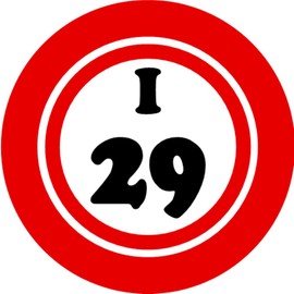 I 29 I29 Bingo Ball - 3 Pack Circle Stickers 3" x 3" - Hobby Number Board Lucky