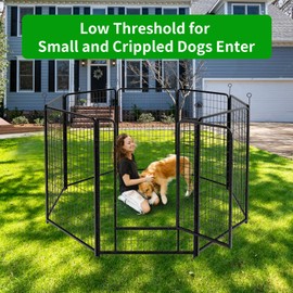 Kfvigoho Dog Playpen Outdoor Extra Wide 8 Panels Heavy Duty Dog Fence 50" Height Anti-Rust with Doors Portable for RV Camping Yard, Total 21FT, 35 Sq.ft, Snowy Black