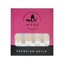 iMABC Press on Nails - Classic White French Fake Nail | Short Round Glossy Nude False Nails | Glue Acrylic Decoration Manicure Gift for Girls Women Dating 24Pcs
