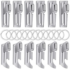 Military Style Can Openers in 2 Styles and Key Rings Stainless Steel Camping Can Opener Military Can Openers Portable Can Opener for Travel, Camping (12 Pieces)