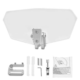 Upgraded Motorcycle Windshield Extender - Heavy Duty Universal PVC Wind Deflectors (27.5 x 13.2cm) Reduce Wind Noise - Clear Silver Mount
